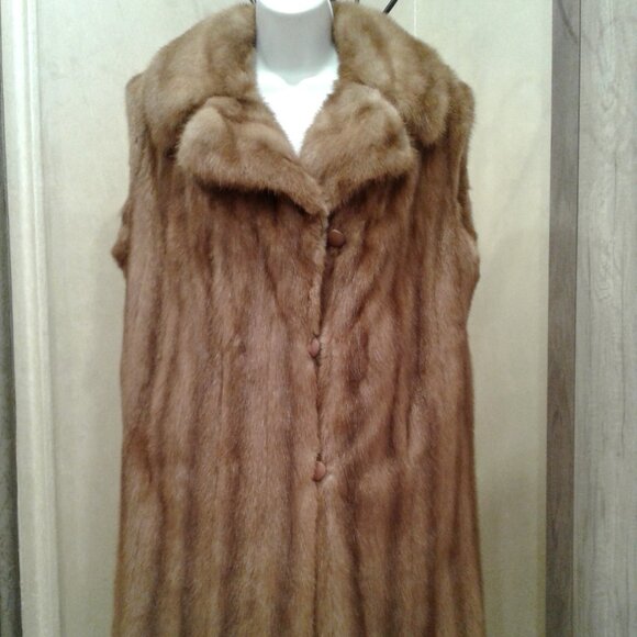 WOMEN REAL NATURAL MINK FUR VEST COAT JACKET WOMEN BROWN TAN M MEDIUM L LARGE 10 - Picture 1 of 13